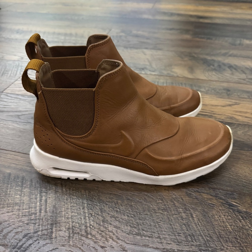 Nike Air Max Thea Mid Brown Leather Chelsea Boot Sneakers‎ Womens 10 859550-200